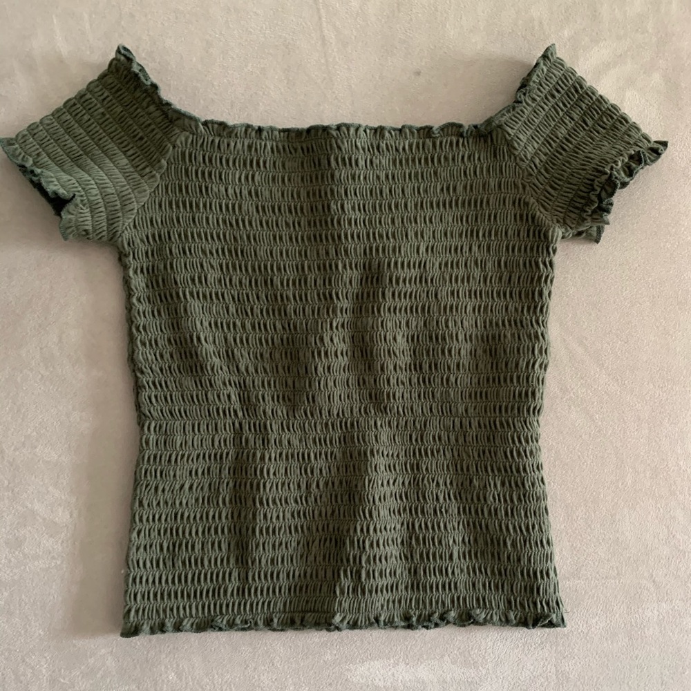 Hollister green off the shoulder top